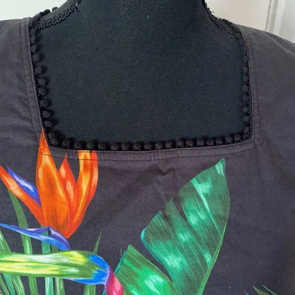 Unbranded Womens Midi Dress Tropical Black Polyester Side Zip Polyester Size XL - Picture 4 of 10